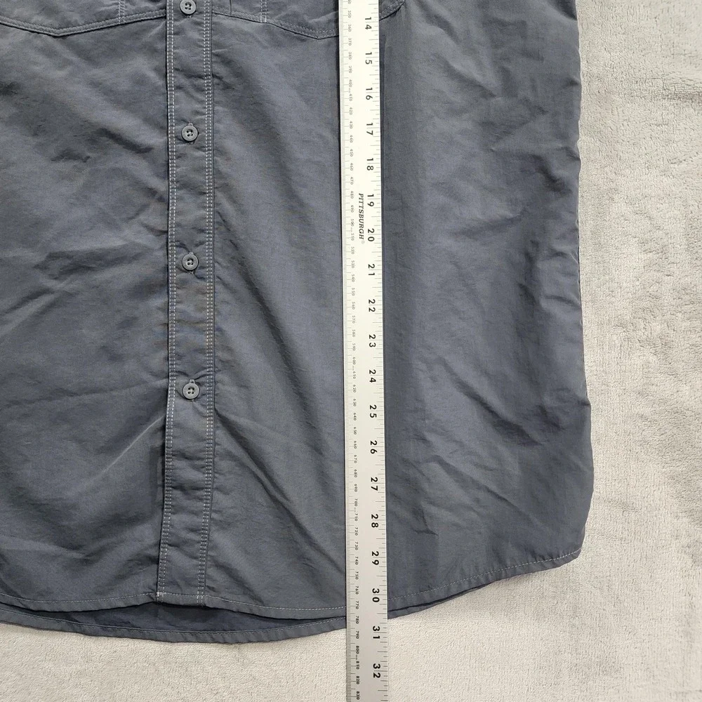 The North Face Shirt Mens L Gray Nylon Mesh Lined Button Up Long Sleeve Outdoor